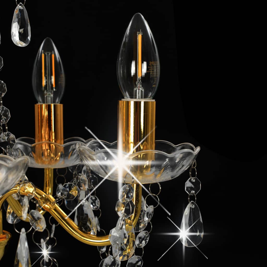 8719883573250_g_en_hd_4 vidaXL Chandelier with Crystal Beads Golden Round 5 x E14 - Image 5