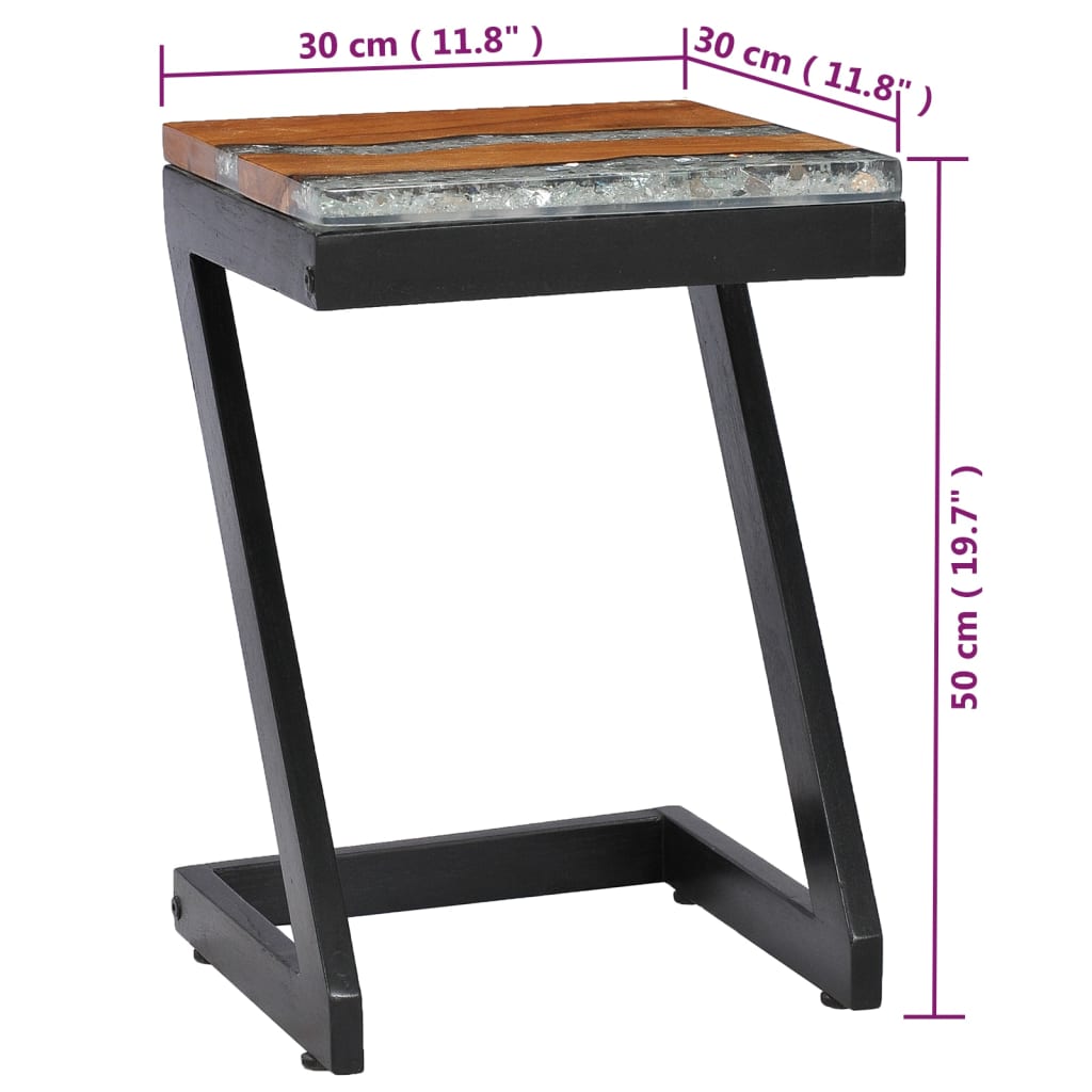 8719883581507_g_en_hd_7 vidaXL Coffee Table 30x30x50 cm Solid Teak Wood and Polyresin - Image 8