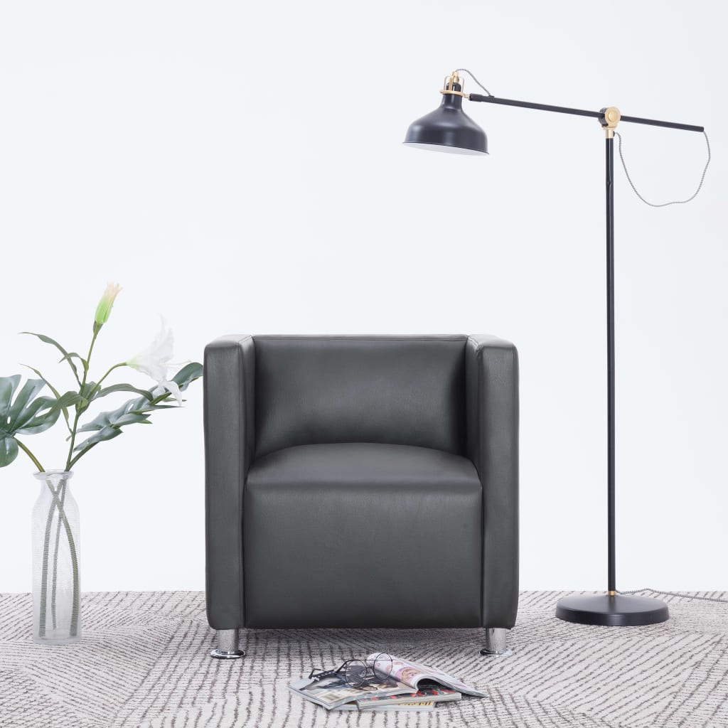 8719883588230_m_en_hd_1 vidaXL Cube Armchair Grey Faux Leather - Image 1