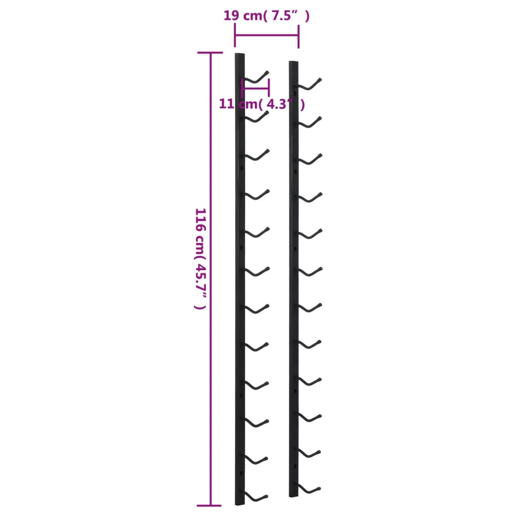 8719883589244_g_en_hd_4 vidaXL Wall Mounted Wine Rack for 12 Bottles Black Iron - Image 6