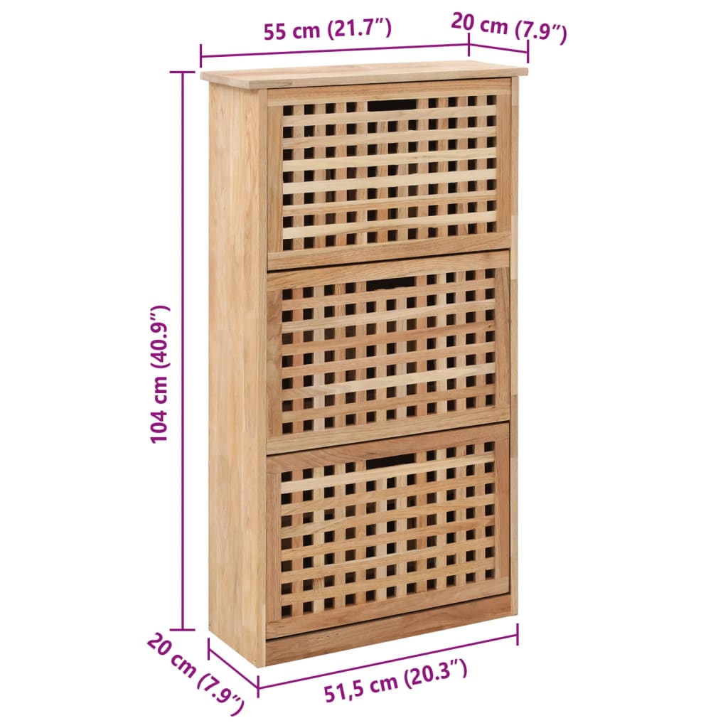 8719883590646_g_en_hd_7 vidaXL Shoe Storage Cabinet 55x20x104 cm Solid Walnut Wood - Image 8