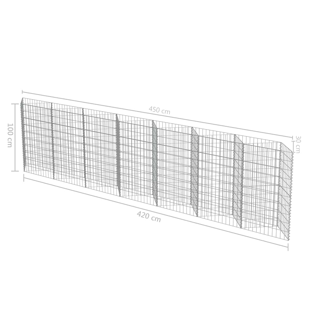 8719883592060_g_en_hd_6 vidaXL Gabion Wall Galvanised Steel 450x30x100 cm - Image 8