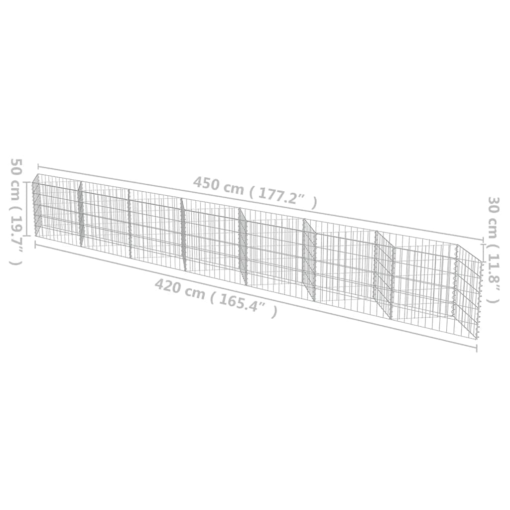 8719883592077_g_en_hd_6 vidaXL Gabion Wall Galvanised Steel 450x30x50 cm - Image 8