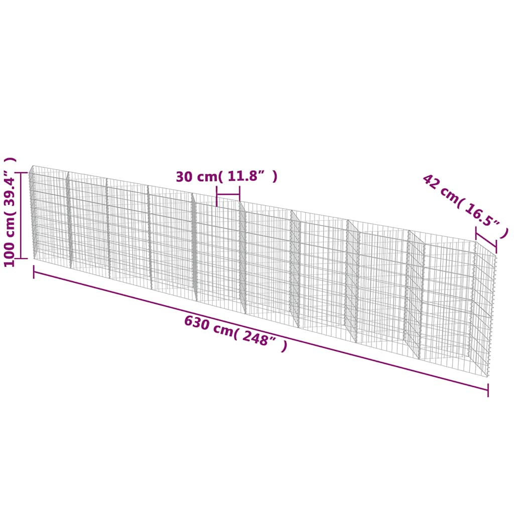 8719883592084_g_en_hd_6 vidaXL Gabion Wall Galvanised Steel 630x30x100 cm - Image 8