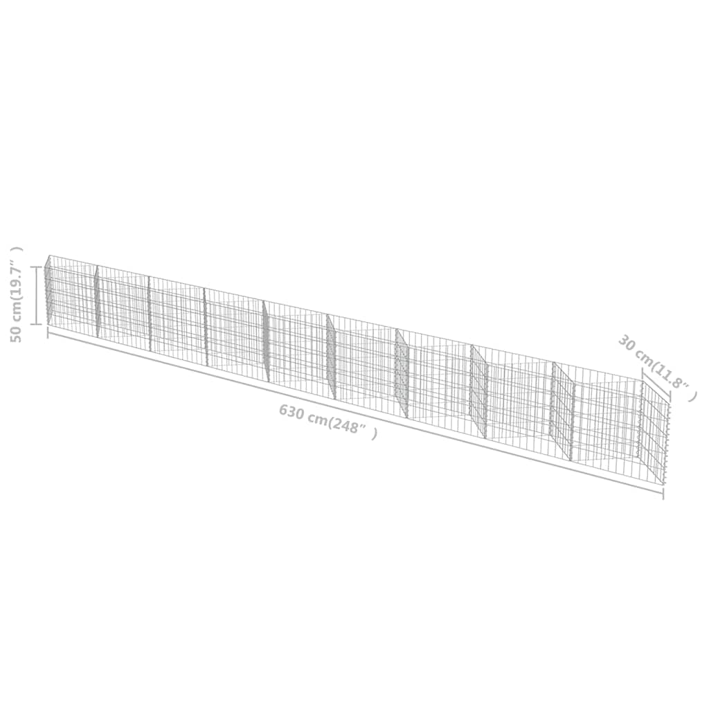 8719883592091_g_en_hd_6 vidaXL Gabion Wall Galvanised Steel 630x30x50 cm - Image 8