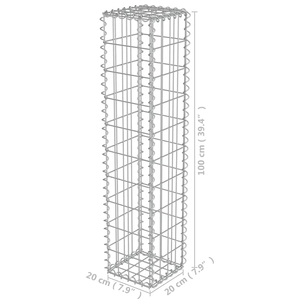 8719883592107_g_en_hd_4 vidaXL Gabion Wall with Covers Galvanised Steel 20x20x100 cm - Image 6