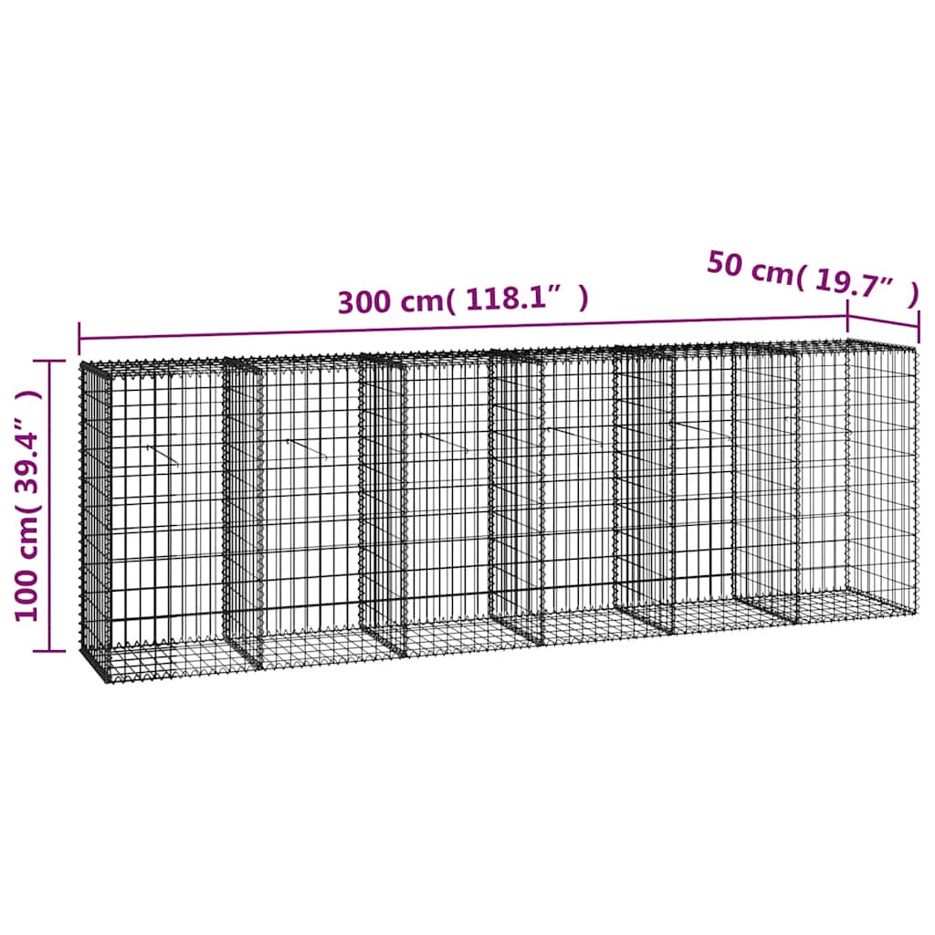 8719883592268_g_en_hd_6 vidaXL Gabion Wall with Covers Galvanised Steel 300x50x100 cm - Image 8