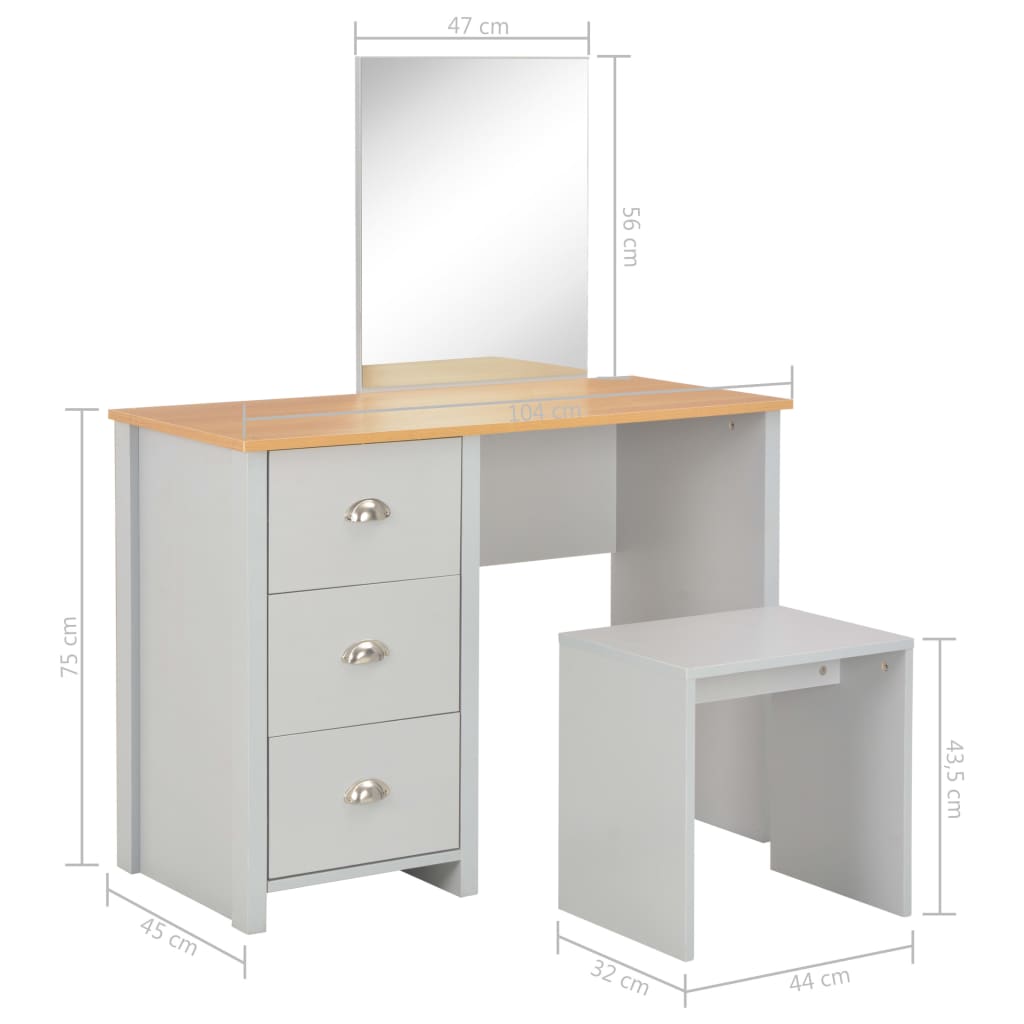 8719883592848_g_en_hd_11 vidaXL Dressing Table with Mirror and Stool Grey 104x45x131 cm - Image 12