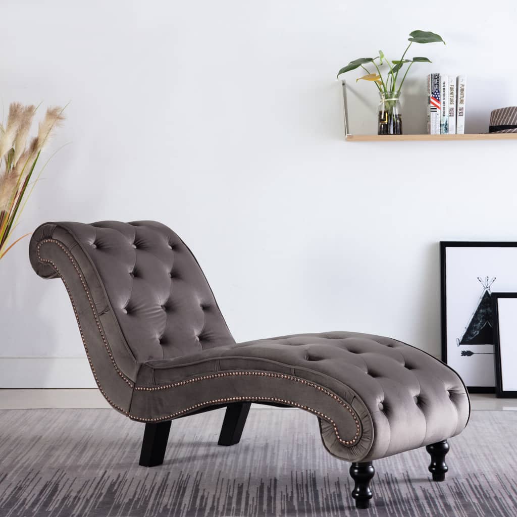 8719883593111_m_en_hd_1 vidaXL Chaise Lounge Grey Velvet - Image 1