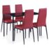 vidaXL Five Piece Dining Set Wine Red