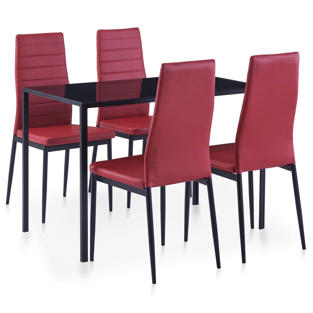 8719883599007_a_en_hd_1 vidaXL Five Piece Dining Set Wine Red - Image 1