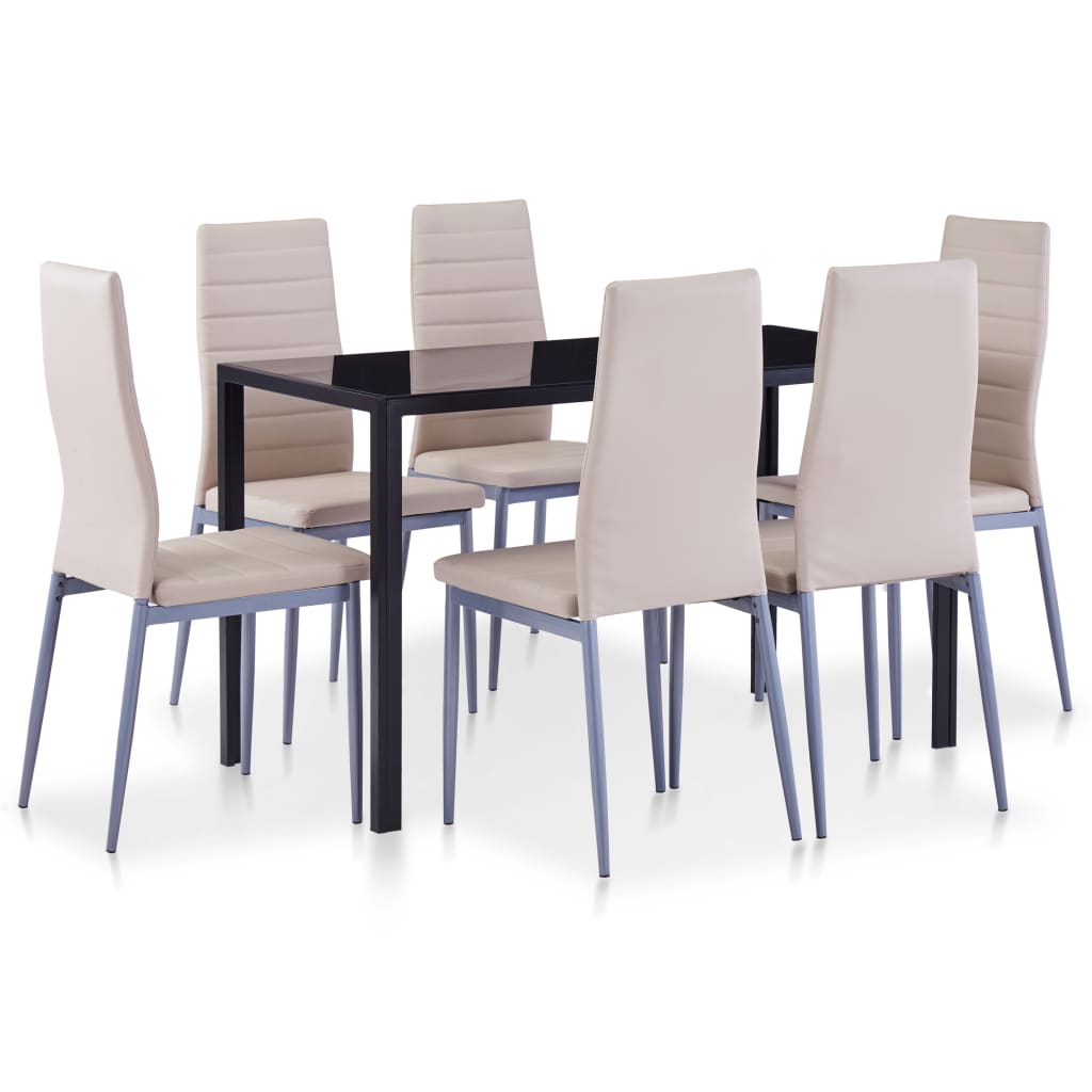 8719883599038_a_en_hd_1 vidaXL Seven Piece Dining Set Cappuccino - Image 1