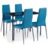vidaXL Five Piece Dining Set Blue