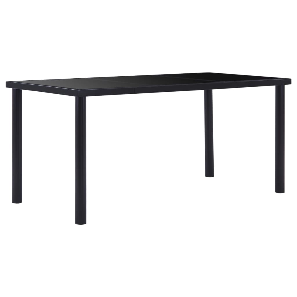 8719883600550_a_en_hd_1 vidaXL Dining Table Black 160x80x75 cm Tempered Glass - Image 1