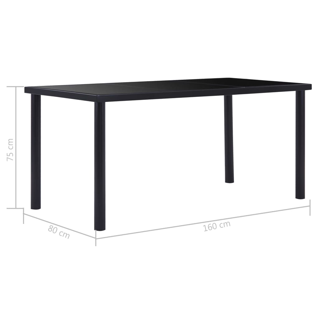 8719883600550_g_en_hd_4 vidaXL Dining Table Black 160x80x75 cm Tempered Glass - Image 5