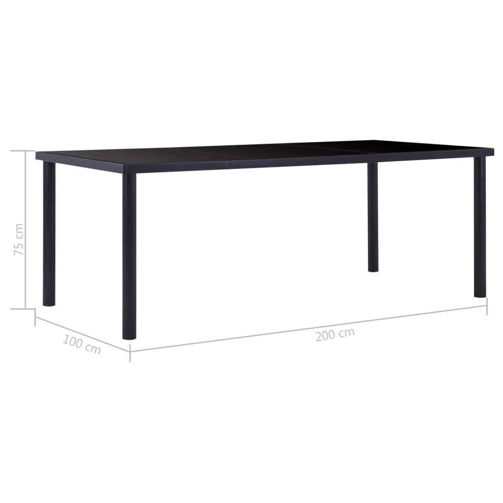 8719883600574_g_en_hd_4 vidaXL Dining Table Black 200x100x75 cm Tempered Glass - Image 5