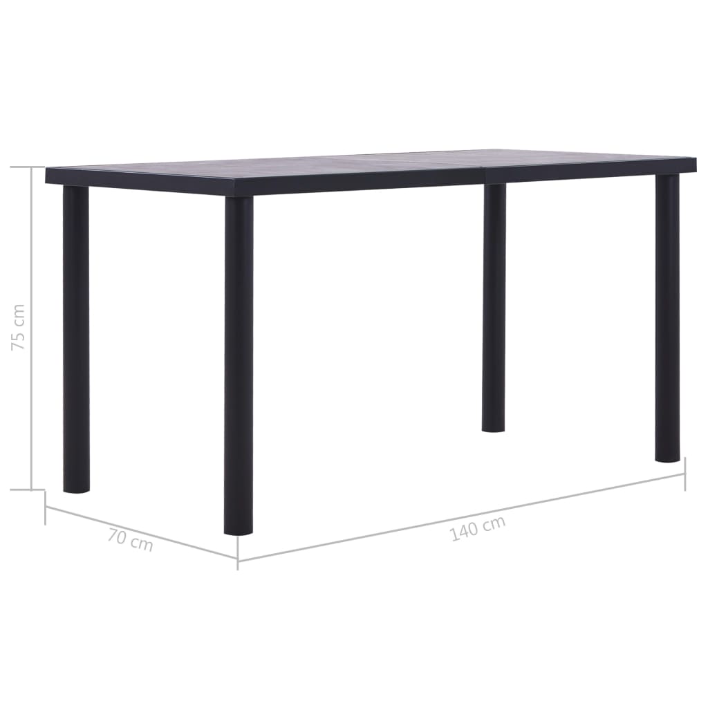 8719883600598_g_en_hd_4 vidaXL Dining Table Black and Concrete Grey 140x70x75 cm MDF - Image 5