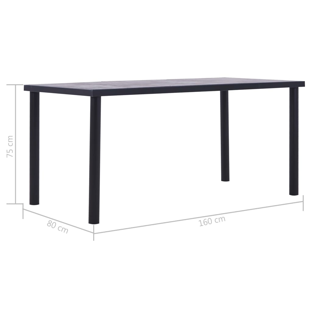 8719883600604_g_en_hd_4 vidaXL Dining Table Black and Concrete Grey 160x80x75 cm MDF - Image 5