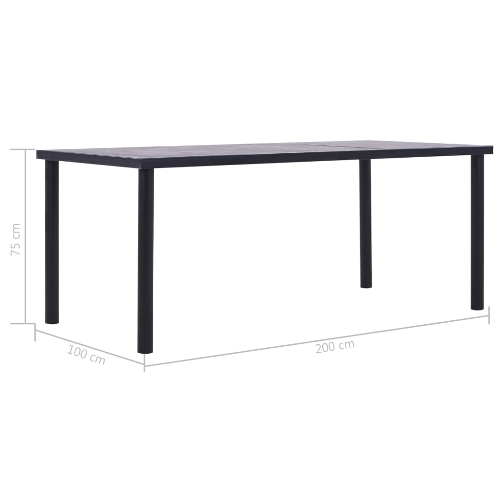8719883600628_g_en_hd_4 vidaXL Dining Table Black and Concrete Grey 200x100x75 cm MDF - Image 5