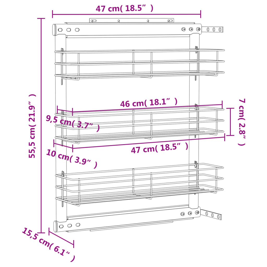 8719883607832_g_en_hd_8 vidaXL 3-Tier Pull-out Kitchen Wire Basket Silver 47x15.5x55.5 cm - Image 10