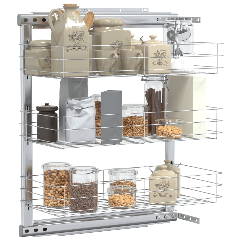 8719883607849_g_en_hd_1 vidaXL 3-Tier Pull-out Kitchen Wire Basket Silver 47x25x56 cm - Image 3
