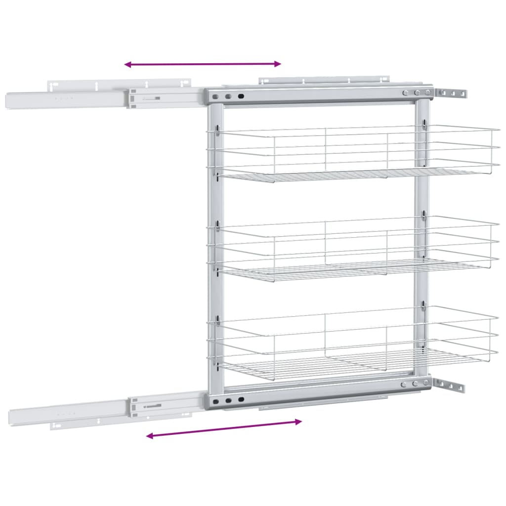8719883607849_g_en_hd_6 vidaXL 3-Tier Pull-out Kitchen Wire Basket Silver 47x25x56 cm - Image 8