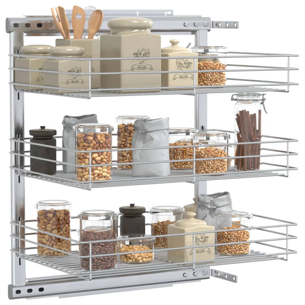 8719883607856_g_en_hd_1 vidaXL 3-Tier Pull-out Kitchen Wire Basket Silver 47x35x56 cm - Image 3