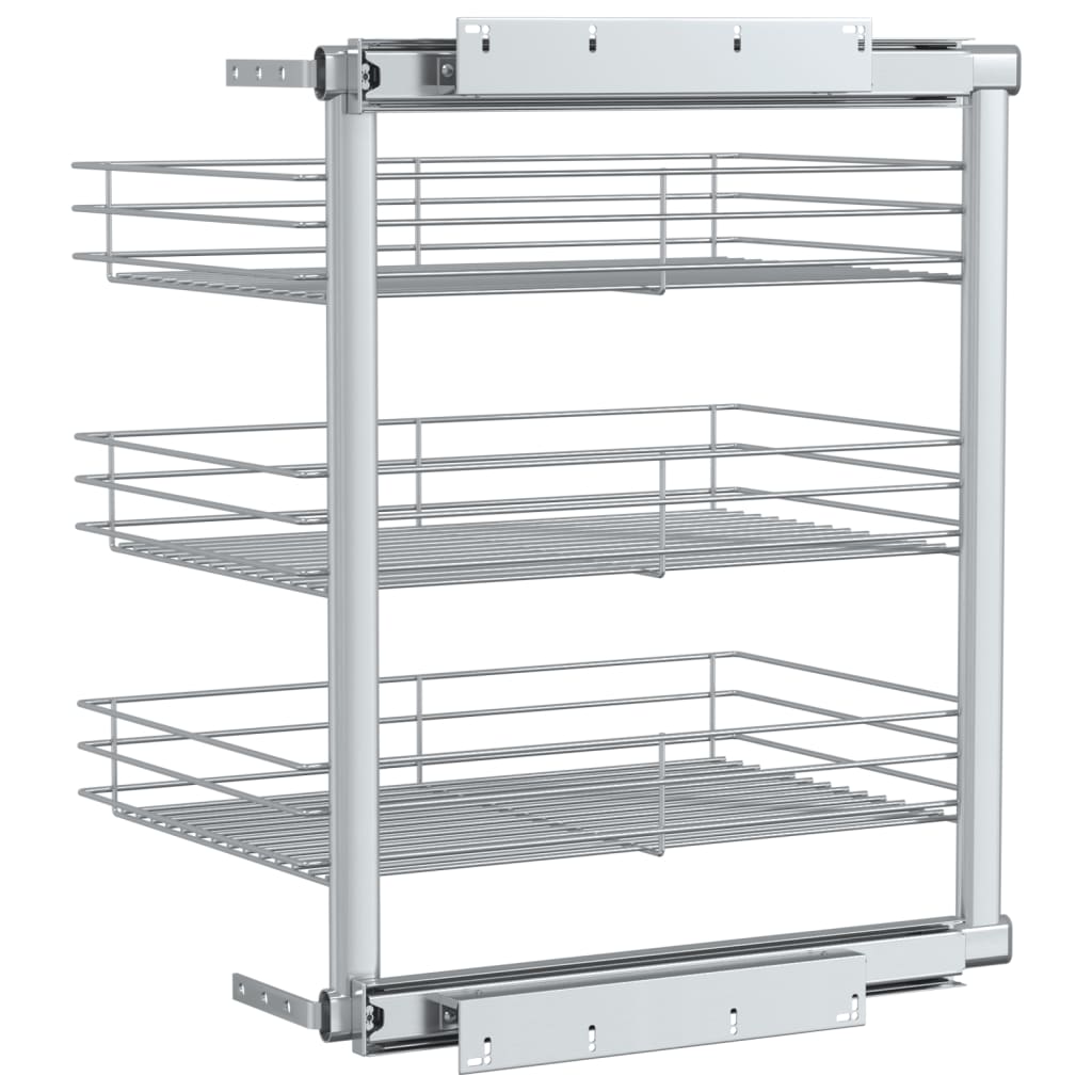 8719883607856_g_en_hd_4 vidaXL 3-Tier Pull-out Kitchen Wire Basket Silver 47x35x56 cm - Image 6