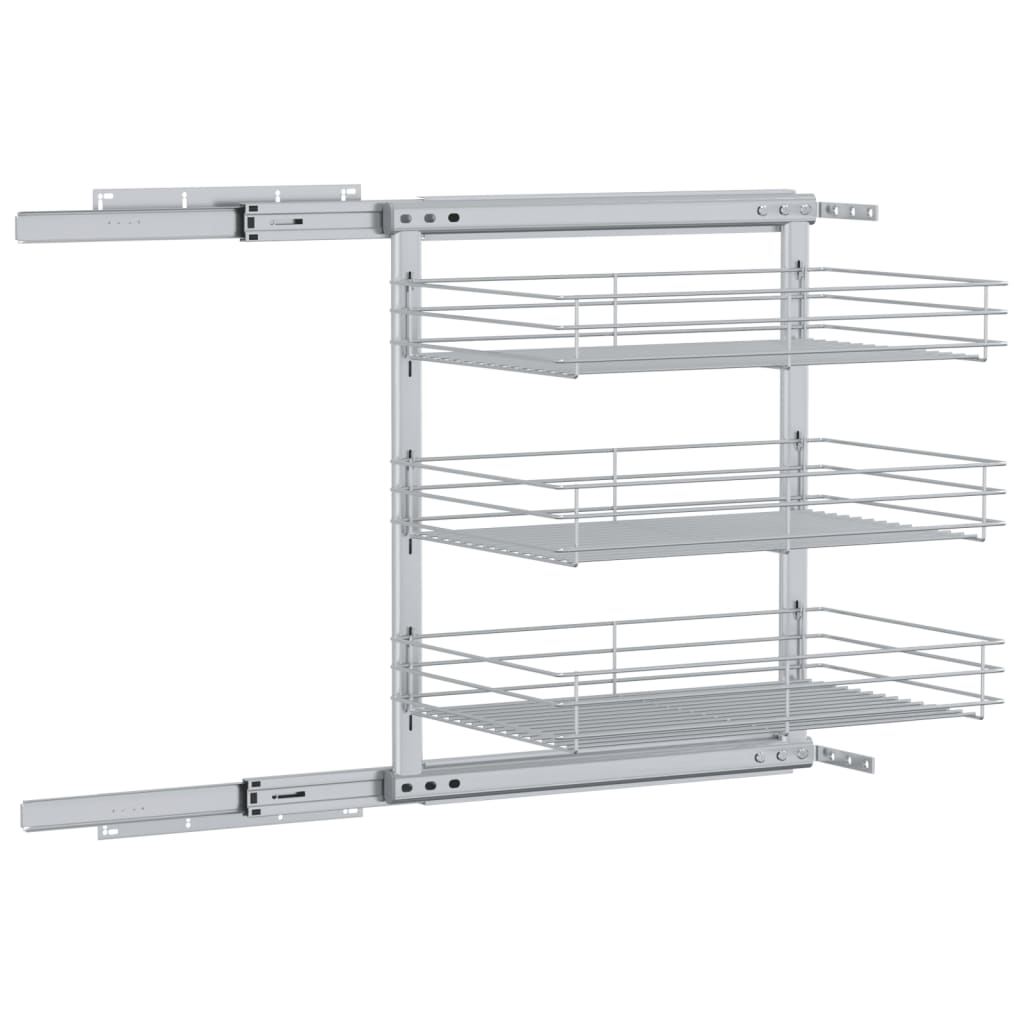 8719883607856_g_en_hd_5 vidaXL 3-Tier Pull-out Kitchen Wire Basket Silver 47x35x56 cm - Image 7