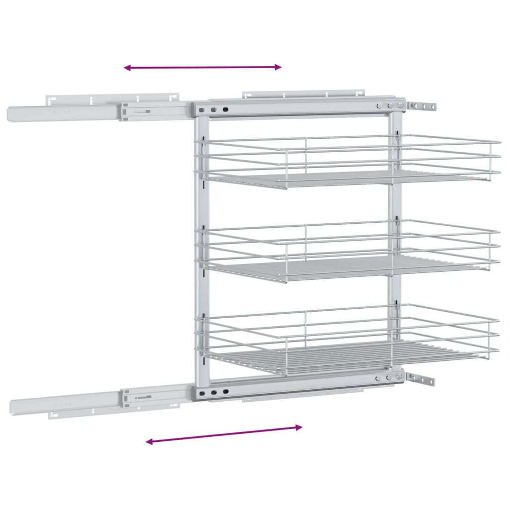 8719883607856_g_en_hd_6 vidaXL 3-Tier Pull-out Kitchen Wire Basket Silver 47x35x56 cm - Image 8