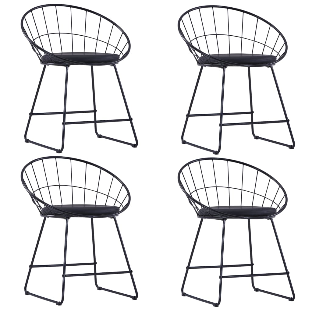 8719883608303_a_en_hd_1 vidaXL Dining Chairs with Faux Leather Seats 4 pcs Black Steel - Image 1