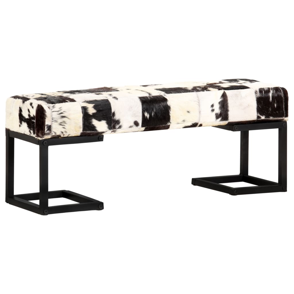 8719883610443_a_en_hd_1 vidaXL Bench 110 cm Black Patchwork Genuine Goat Leather - Image 1