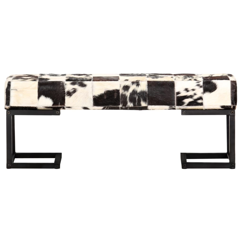 8719883610443_g_en_hd_1 vidaXL Bench 110 cm Black Patchwork Genuine Goat Leather - Image 2