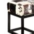 vidaXL Bench 110 cm Black Patchwork Genuine Goat Leather - Image 5