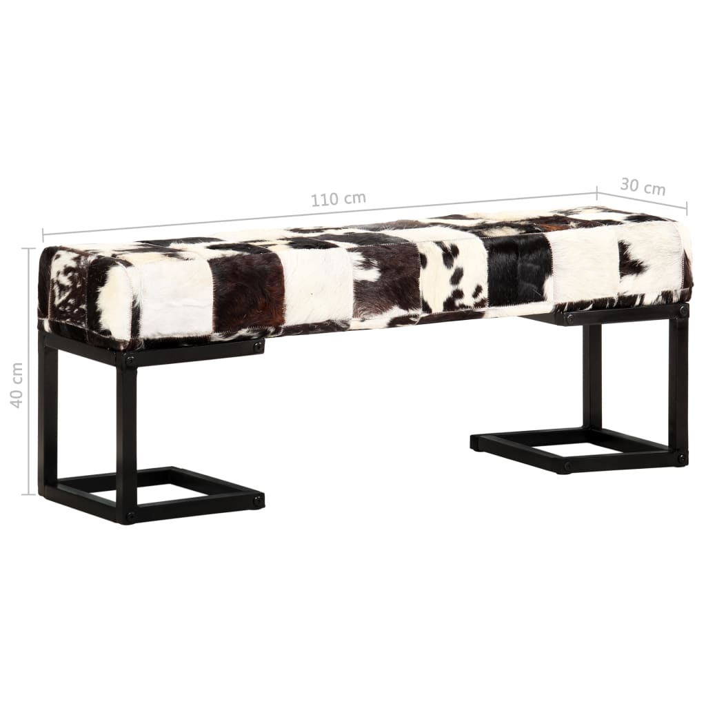8719883610443_g_en_hd_6 vidaXL Bench 110 cm Black Patchwork Genuine Goat Leather - Image 7