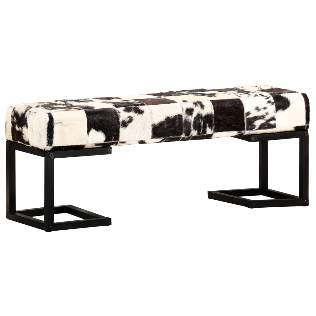 8719883610443_g_en_hd_8 vidaXL Bench 110 cm Black Patchwork Genuine Goat Leather - Image 9