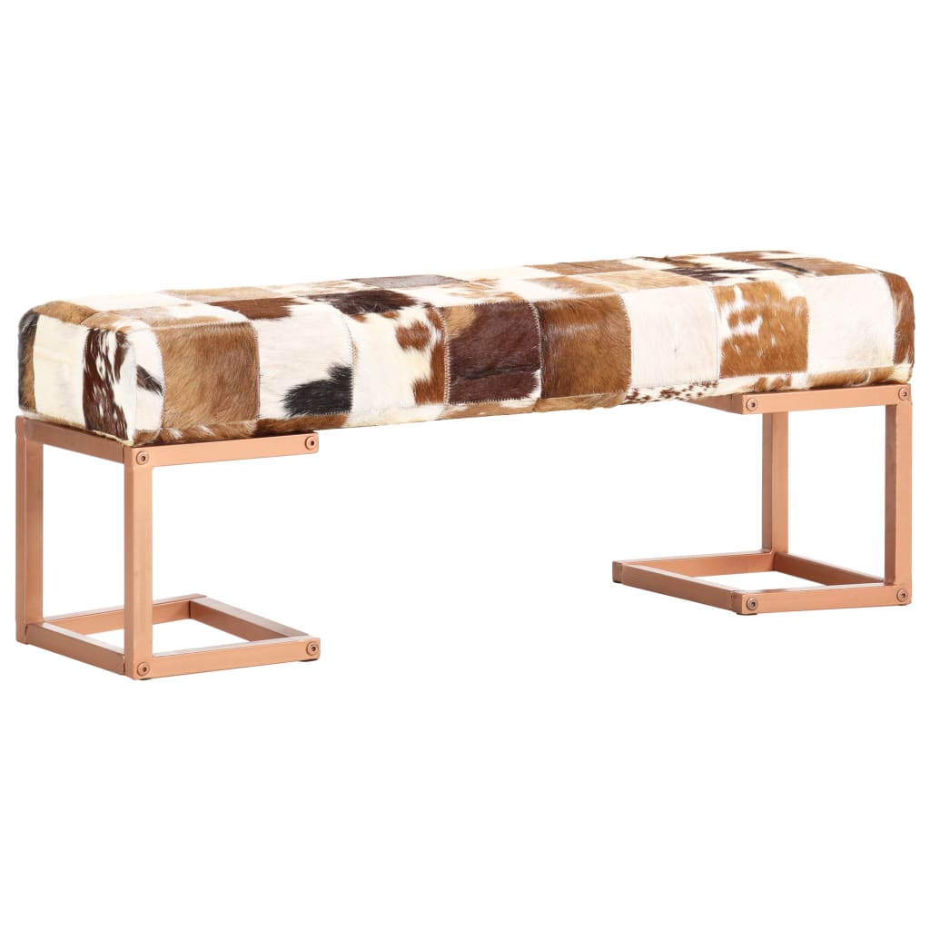 8719883610467_a_en_hd_1 vidaXL Bench 110 cm Brown Patchwork Genuine Goat Leather - Image 1