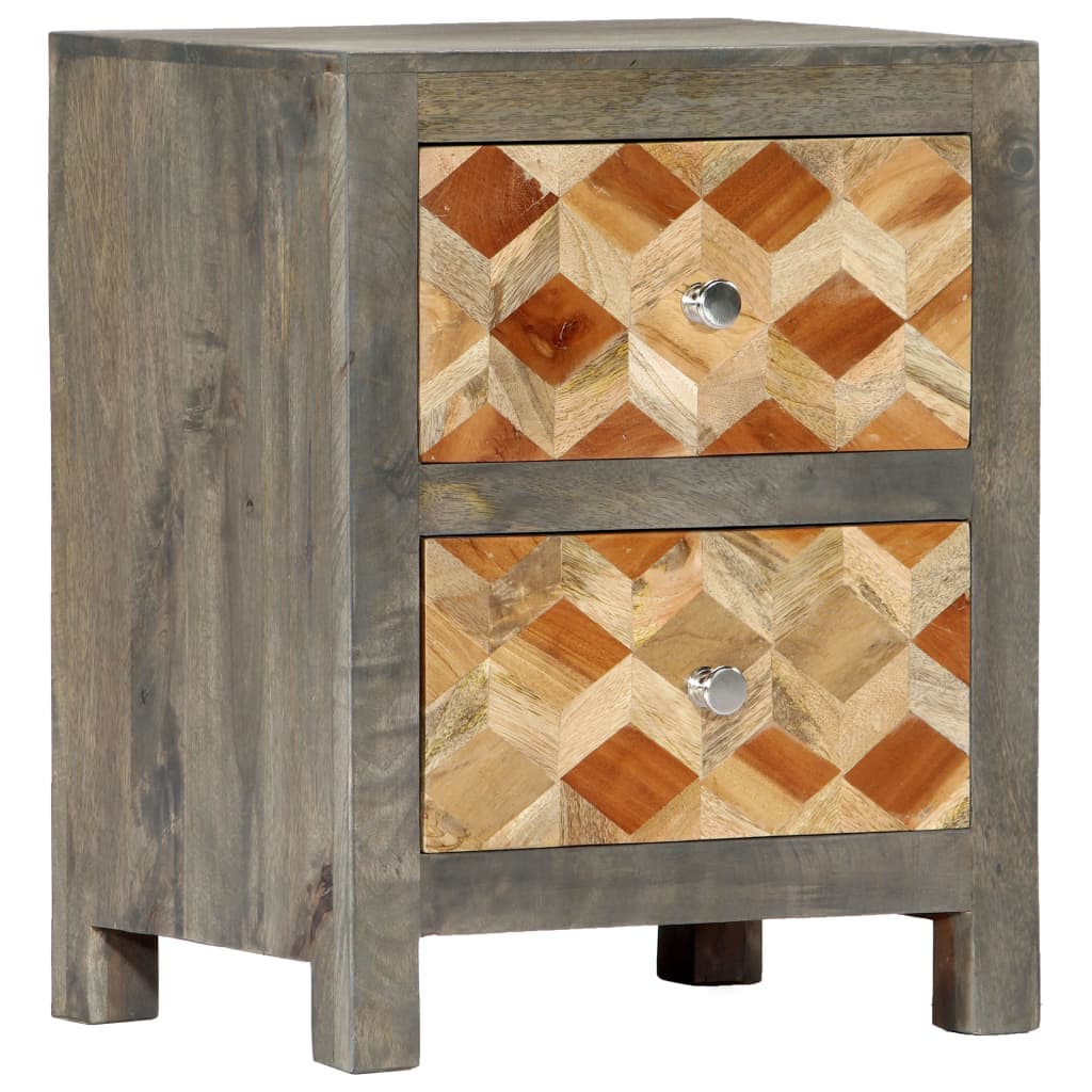 8719883666051_a_en_hd_1 vidaXL Bedside Cabinet Grey 40x30x50 cm Solid Mango Wood - Image 1