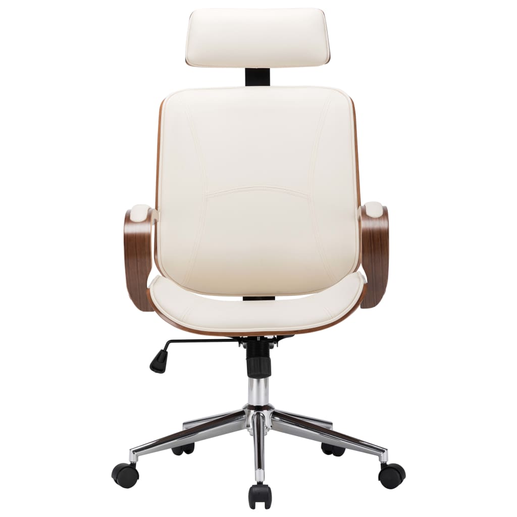8719883666433_g_en_hd_1 vidaXL Swivel Office Chair with Headrest Cream Faux Leather and Bentwood - Image 2