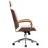 vidaXL Swivel Office Chair with Headrest Cream Faux Leather and Bentwood - Image 3