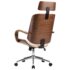 vidaXL Swivel Office Chair with Headrest Cream Faux Leather and Bentwood - Image 5