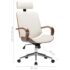 vidaXL Swivel Office Chair with Headrest Cream Faux Leather and Bentwood - Image 7