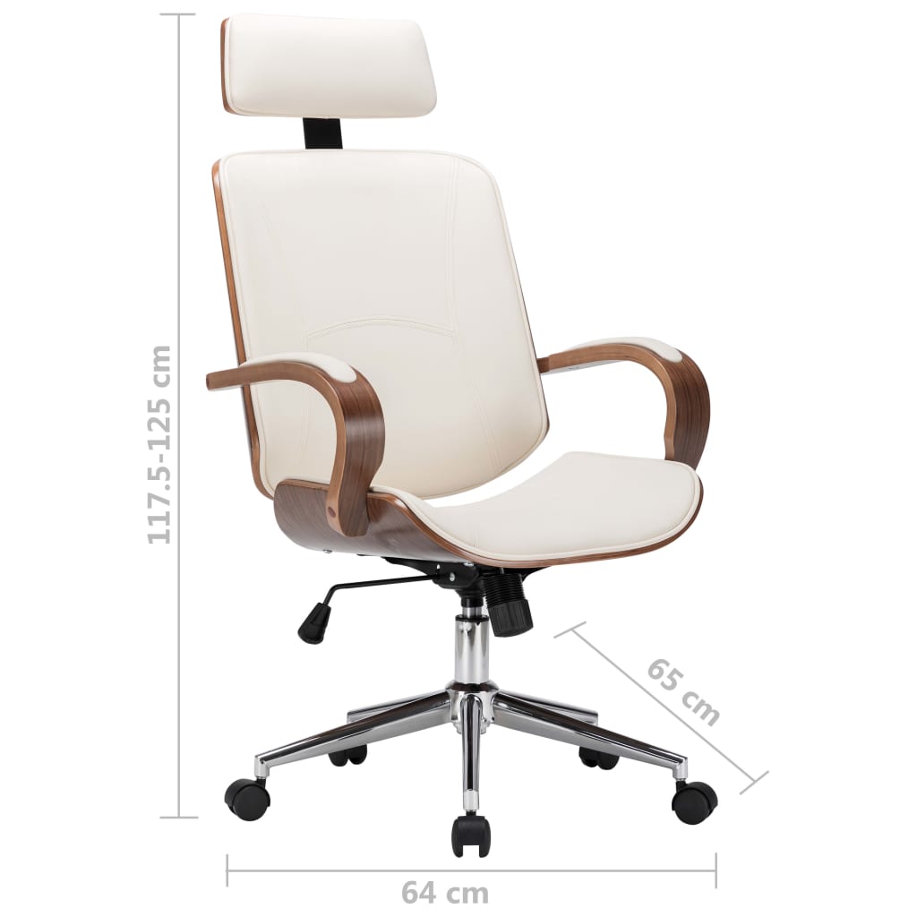 8719883666433_g_en_hd_6 vidaXL Swivel Office Chair with Headrest Cream Faux Leather and Bentwood - Image 7