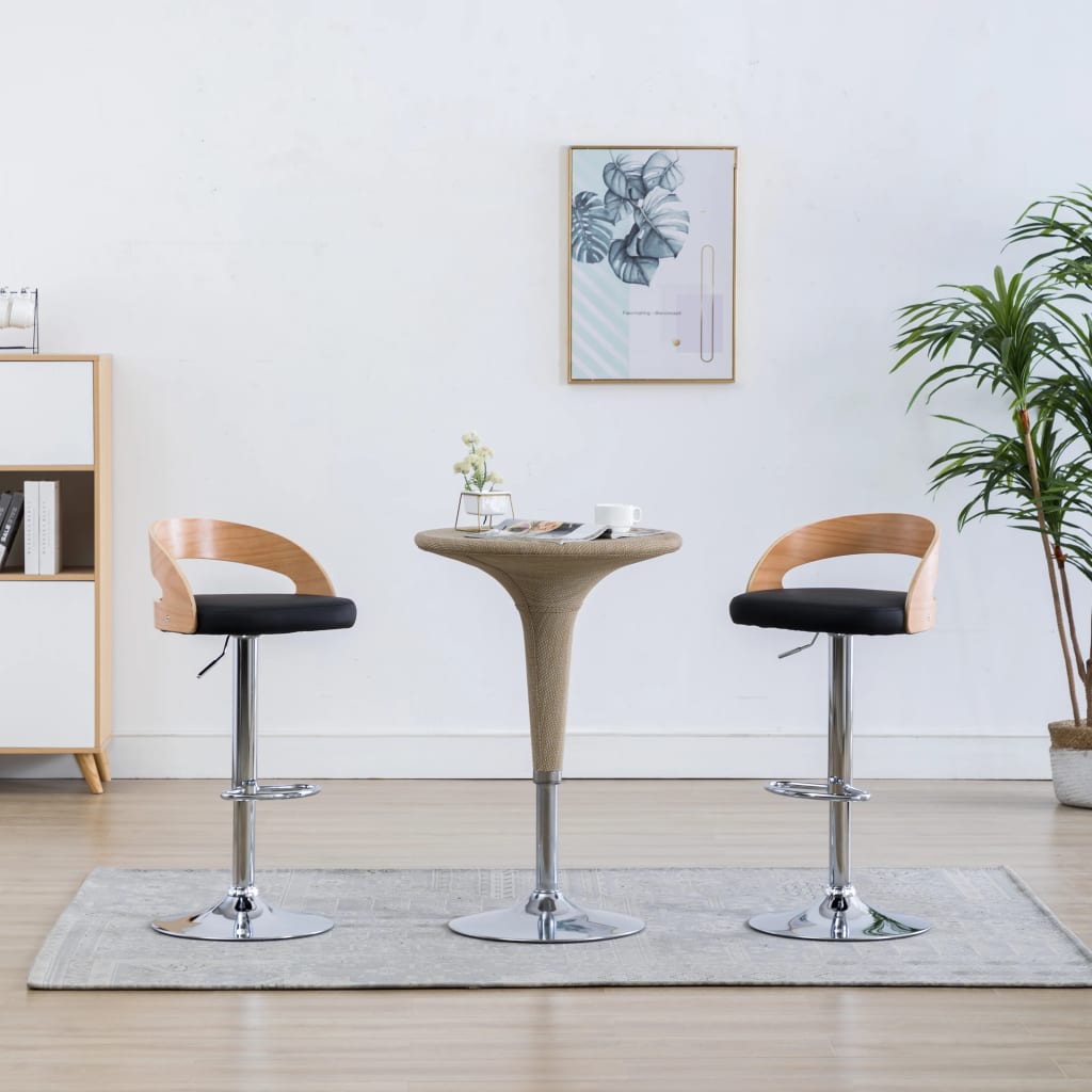 8719883666556_m_en_hd_1 vidaXL Bar Stools 2 pcs Black Faux Leather and Bentwood - Image 1