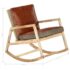 vidaXL Rocking Chair Brown Real Leather and Solid Mango Wood - Image 6