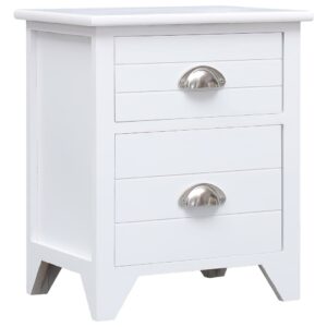 vidaXL Nightstand White 38x28x45 cm Paulownia Wood