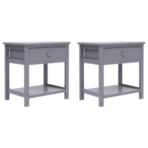 vidaXL Nightstands 2 pcs Grey 40x29x42 cm Paulownia Wood