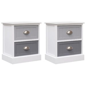 vidaXL Nightstands 2 pcs Grey 38x28x45 cm Paulownia Wood