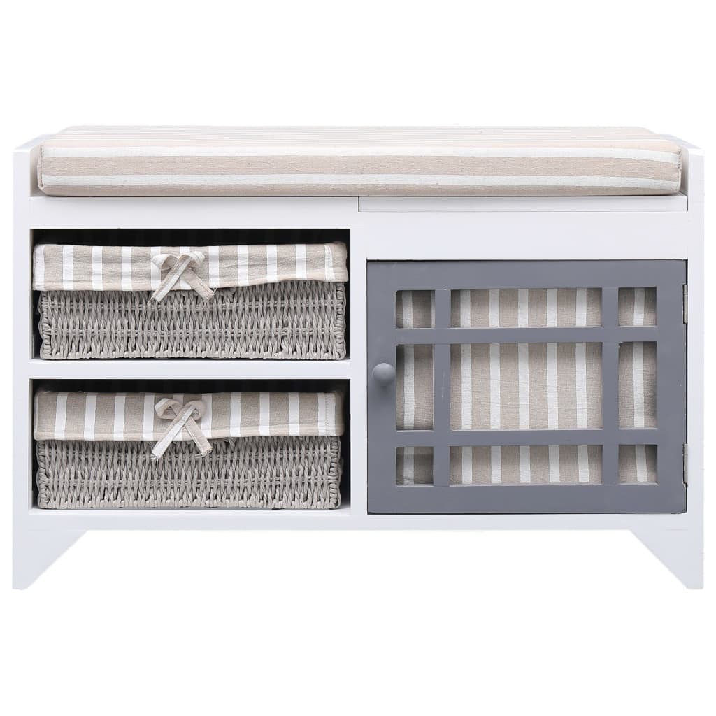 8719883668482_g_en_hd_1 vidaXL Hall Bench White 70x33.5x45 cm Paulownia Wood - Image 2