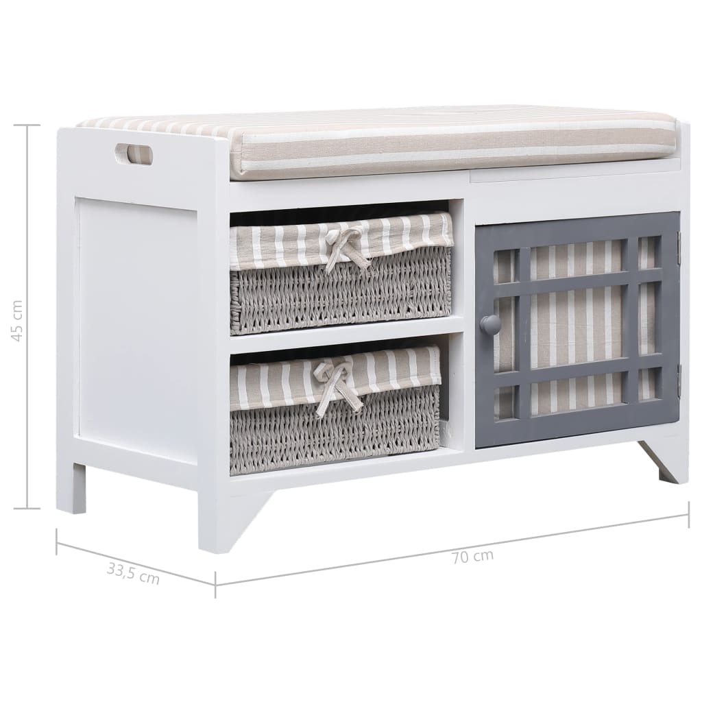 8719883668482_g_en_hd_6 vidaXL Hall Bench White 70x33.5x45 cm Paulownia Wood - Image 7